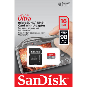 SanDisk Ultra micro SD 16GB +Adpt 98 BM/s SDSQUAR-016G-GN6IA