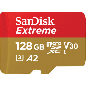 SanDisk Extreme microSD 128GB+SD Adpt 160MB/s A2 V30 UHS-I U4 SDSQXA1-128G-GN6MA