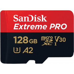 SanDisk Extreme Pro microSD 128GB+SD Adpt 170MB/s A2 V30 UHS-I U3 SDSQXCY-128G-GN6MA