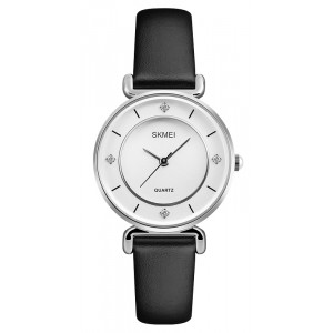 SKMEI γυναικείο ρολόι 1330LSI, με δερμάτινο λουρί, 36mm, 3 ATM, ασημί 1330LSI
