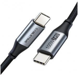CABLETIME καλώδιο USB-C M-M C160, E-MARK, PD100W, USB 2.0, 5A, 1m, μαύρο 5210131037997