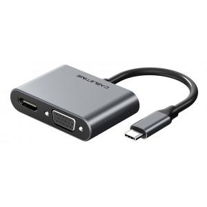 CABLETIME αντάπτορας 2 in 1 USB-C σε HDMI+VGA C160, 4K, 0.15m, ασημί 5210131038345