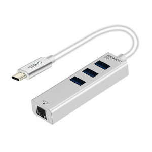 CABLETIME HUB USB-C σε 3x USB 3.0 + RJ45 C160, 5Gbps, 0.15m, ασημί 5210131038413