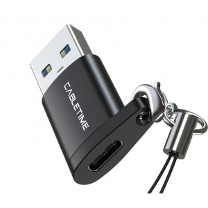 CABLETIME αντάπτορας OTG USB-A σε USB-C AMCF, 3.0, 2.1A, 0.1m, μαύρος 5210131038444