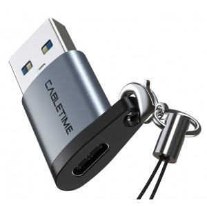 CABLETIME αντάπτορας OTG USB-A σε USB-C AMCF, USB 3.0, 2.1A, 0.1m, γκρι 5210131038451