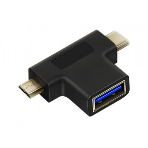 CABLETIME αντάπτορας USB-C σε USB-A 3.0 + USB Micro B 2.0 C160, μαύρος 5210131038574