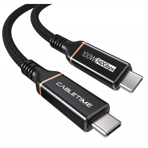CABLETIME καλώδιο USB Type-C CT-USB4, 100W, 8K, 40Gbps, 1m, μαύρο 5210131052204