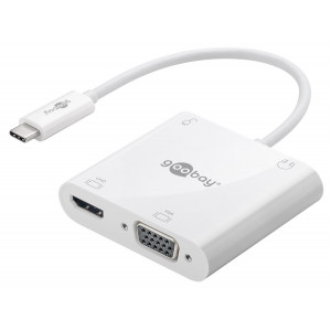 GOOBAY αντάπτορας USB Type-C σε HDMI+VGA+PD 52418, 100W, 4K 12cm, λευκός 52418