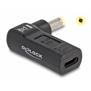 DELOCK αντάπτορας τροφοδοσίας 60006, USB-C σε HP 4.8x1.7mm, 90°, μαύρος 60006