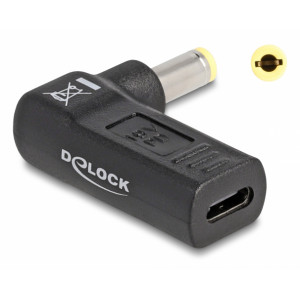 DELOCK αντάπτορας τροφοδοσίας 60011, USB-C σε 5.5x2.5mm, 90°, μαύρος 60011