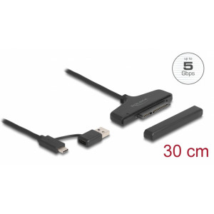 DELOCK αντάπτορας USB/USB-C σε SATA 61042 για 2.5 HDD/SSD, 6Gbps 61042