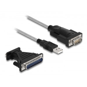 DELOCK καλώδιο USB σε RS-232 DB9 61314 με αντάπτορα DB25, 1.8m, μαύρο 61314