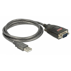 DELOCK καλώδιο USB 2.0 σε serial RS-232 DB9 61364, 1m, μαύρο-διαφανές 61364