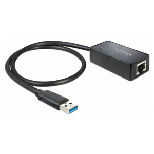 DELOCK καλώδιο USB 3.0 σε RJ45 62121, 1000Mbps, 50cm, μαύρο 62121