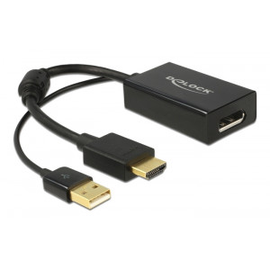 DELOCK αντάπτορας HDMI σε DisplayPort 1.2 62667, 4K, 25cm, μαύρος 62667