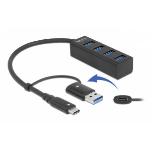 DELOCK USB hub 63828 4x USB 3.2 Gen 1, 5Gbps, μαύρο 63828-DL