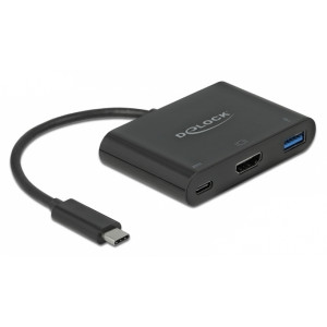 DELOCK αντάπτορας USB-C σε HDMI+USB+USB-C PD 2.0 64091, 4K, 15cm, μαύρος 64091