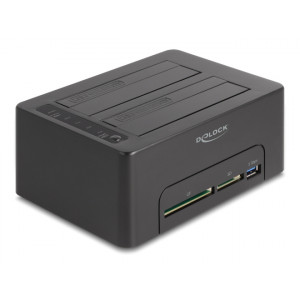 DELOCK docking station 64183 clone function, 2x HDD, CF/SD, 5Gbps, μαύρο 64183