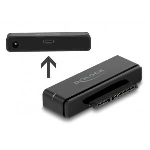 DELOCK αντάπτορας USB-C σε SATA 22-pin 64188, 6Gbps, καλώδιο USB, μαύρος 64188