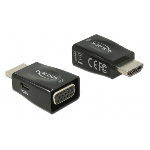 DELOCK αντάπτορας HDMI σε VGA & micro USB 65902, 1920x1200p, μαύρος 65902