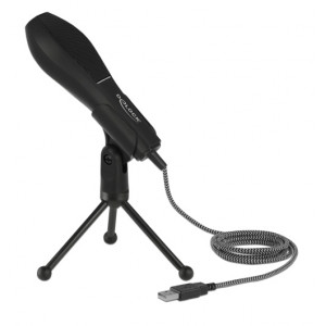 DELOCK μικρόφωνο με επιτραπέζια βάση 65939, πυκνωτικό, USB, μαύρο 65939