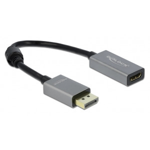 DELOCK αντάπτορας DisplayPort 1.4 σε HDMI 66436, 4K, 20cm, μαύρος-γκρι 66436