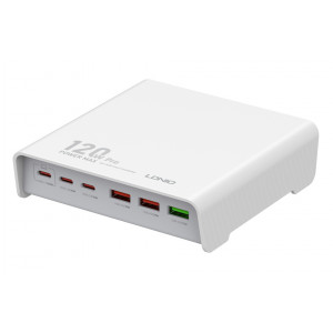 LDNIO σταθμός φόρτισης Q605, 3x USB-C & 3x USB, 120W, PD/QC, λευκός 6933138601488