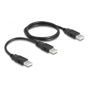 DELOCK καλώδιο USB σε 2x USB 80000, 480Mbps, 70cm, μαύρο 80000