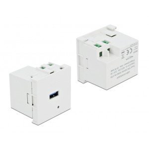 DELOCK module USB θύρα φόρτισης Easy 45 81311, 18W, 45x45mm, λευκό 81311