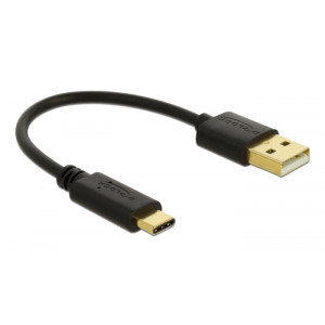 DELOCK καλώδιο USB σε USB Type-C 85354, 3A, 22AWG, 0.15m, μαύρο 85354