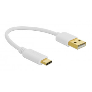 DELOCK καλώδιο USB σε USB Type-C 85355, 3A, 22AWG, 0.15m, λευκό 85355