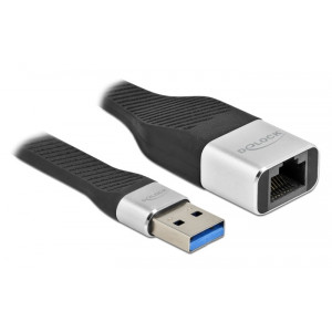 DELOCK καλώδιο USB σε RJ45 86937, 10/100/1000 Mbps, 13cm, μαύρο 86937