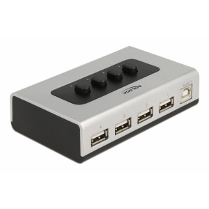 DELOCK switch USB Type B σε 4x USB 87762, bidirectional, ασημί 87762