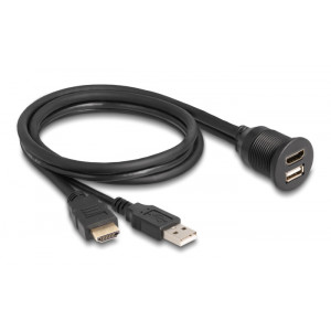 DELOCK καλώδιο HDMI & USB 87880, αρσενικό σε θηλυκό, IP67, 1m, μαύρο 87880
