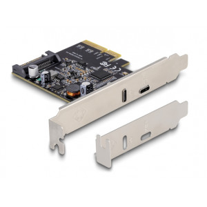 DELOCK κάρτα επέκτασης PCI x4 σε USB-C & USB-C PD 90074, 20W, 20Gbps 90074