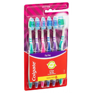 COLGATE οδοντόβουρτσα Zig Zag, medium, διάφορα χρώματα, 6τμχ 9300632065547