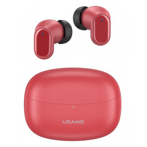 USAMS earphones με θήκη φόρτισης BH11, True Wireless, κόκκινα BHUBH03