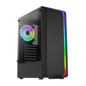 AEROCOOL PC case mid tower BIONIC-G, 206x450x372mm, 1x RGB fan, μαύρο BIONIC-G-BK-V2