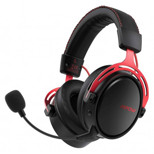 MPOW gaming headset Air 2.4GHz, wireless & wired, mic, μαύρο-κόκκινο BMBH415ARSD