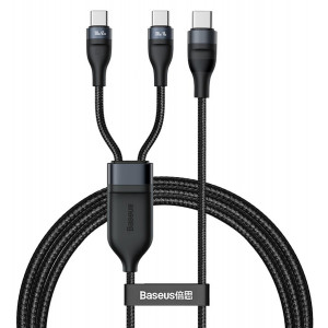 BASEUS καλώδιο USB Type-C σε 2x USB Type-C CA1T2-C01, 100W, 1.5m, μαύρο CA1T2-C01