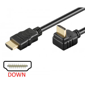 POWERTECH Καλώδιο HDMI (Μ) 19pin 1,4V, 90° down, 1.5m, μαύρο CAB-H016