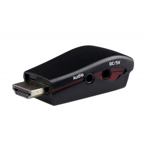 POWERTECH Μετατροπέας HDMI 19pin σε VGA, με audio jack, USB power, Black CAB-H076