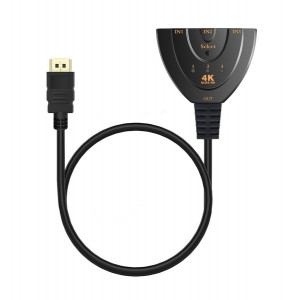 POWERTECH HDMI Switch 3x1 pigtail, 4K x 2K & 3D, 0.50m, Black CAB-H077