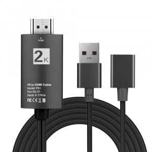 POWERTECH Καλώδιο USB 2.0 female σε HDMI, με USB τροφοδοσία, 1m, μαύρο CAB-H080