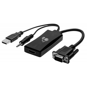 POWERTECH αντάπτορας VGA σε HDMI + 3.5mm + USB CAB-H142, 1080p, μαύρος CAB-H142