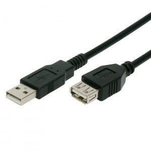 POWERTECH Καλώδιο USB 2.0 σε USB (F), copper, 1.5m, μαύρο CAB-U011