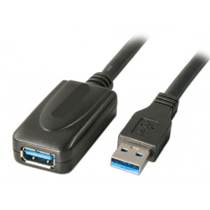 POWERTECH Καλώδιο USB 3.0 σε USB female, με ενισχυτή, 5m, Black CAB-U040