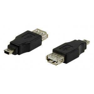 POWERTECH adapter USB 2.0 (F) σε USB Mini (Μ) CAB-U141, μαύρο CAB-U141