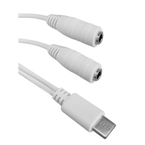 POWERTECH καλώδιο USB Type-C σε 2x 3.5mm CAB-UC055, 0.20m, λευκό CAB-UC055