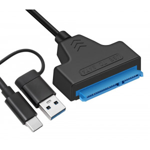 POWERTECH καλώδιο USB-C/USB σε SATA CAB-UC076, 2.5 HDD/SSD 6Gbps, μαύρο CAB-UC076